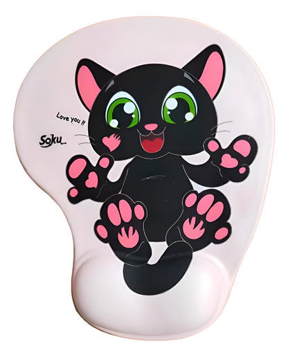 Soku Tapete Para Raton Gel Ergonomico Love Perro Gato Kawaii