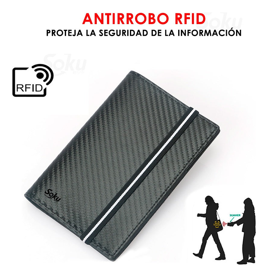 Cartera Billetera Viaje Pasaporte Piel Genuina Antirobo Rfid