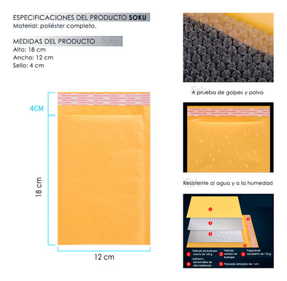 50x Sobres Burbujas Envios Resistente Paquete 10x18cm