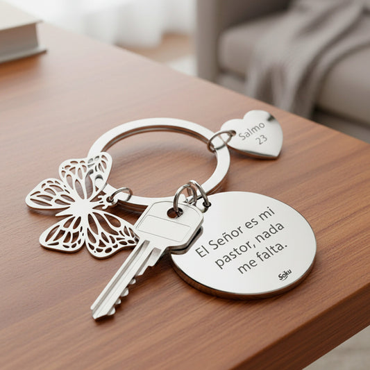Soku Llavero Personalizado Inoxidable Dedicatoria Mariposa