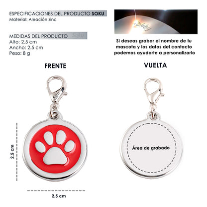 Soku Placa Personalizada Perro Gato Tag Inoxidable Premium+