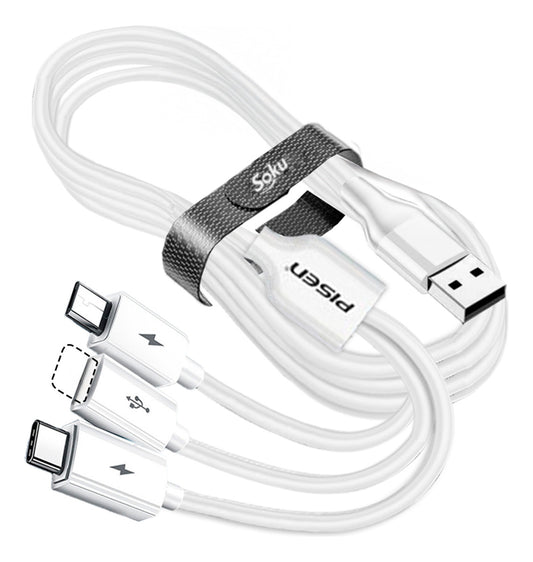 Soku Cable 3 En 1 Para iPhone Tipo C V8 Carga Ultra Rápida