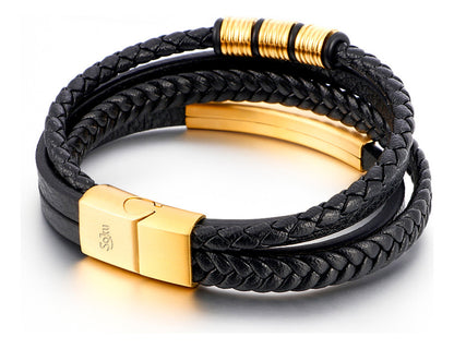 Soku Pulsera Piel Personalizada Acero Inoxidable Titanio