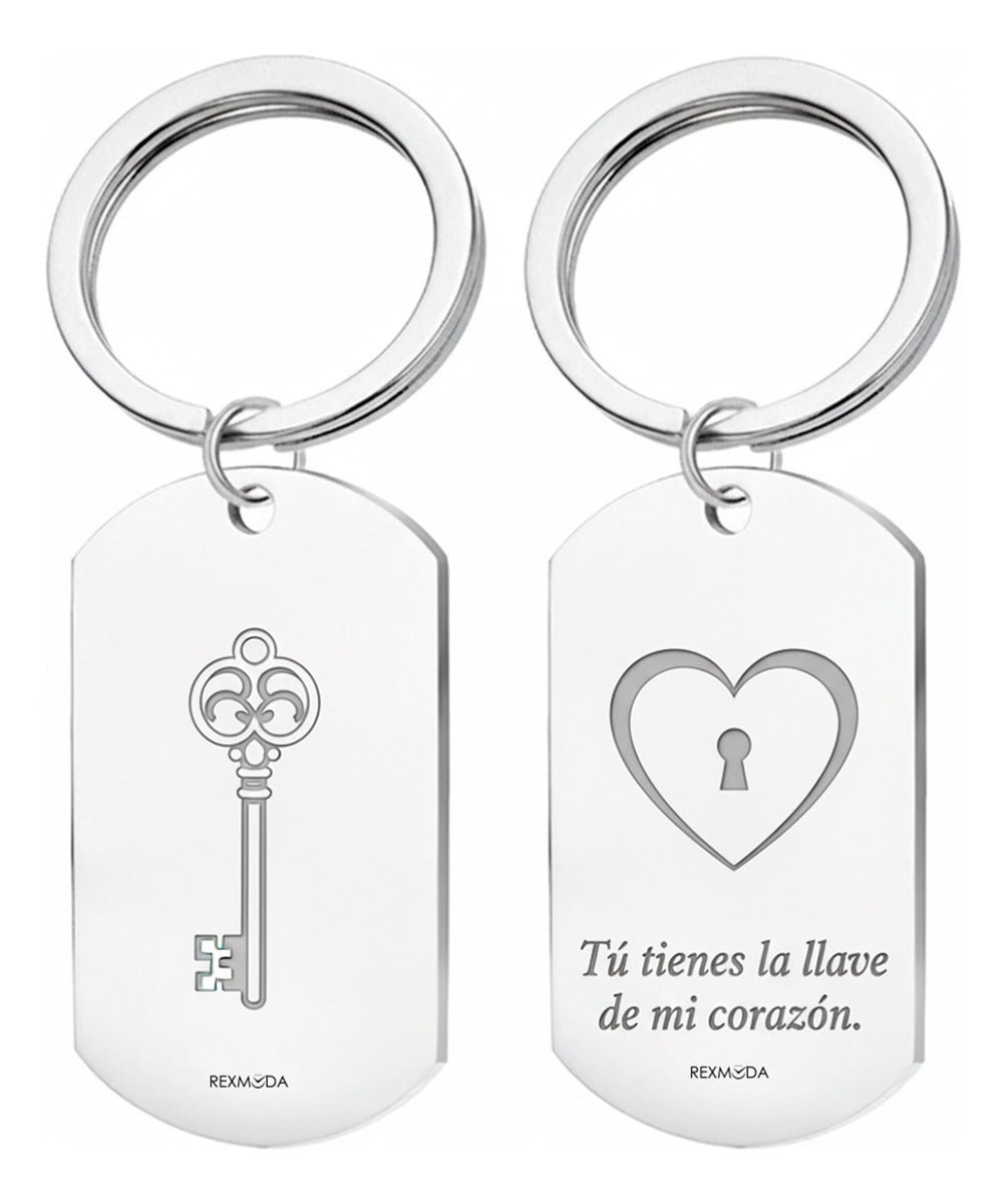 2x Llaveros Personalizado Parejas Aniversario Inoxidable