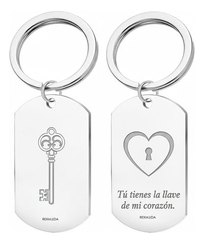 2x Llaveros Personalizado Parejas Aniversario Inoxidable