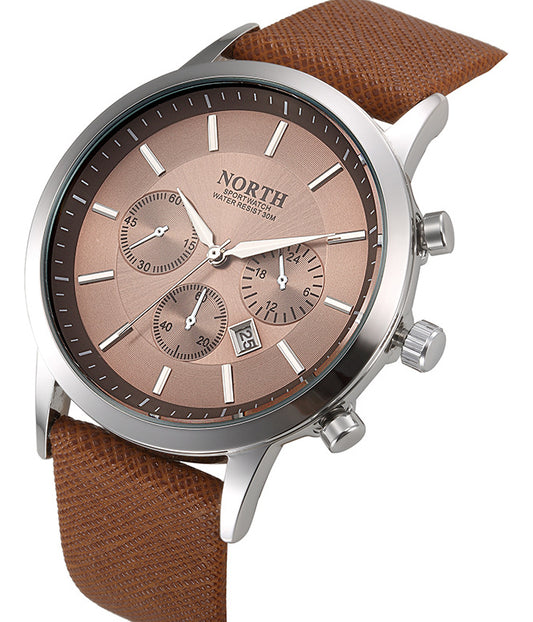 Soku Reloj Acero Cuero Hombre Fechador  Contra Agua