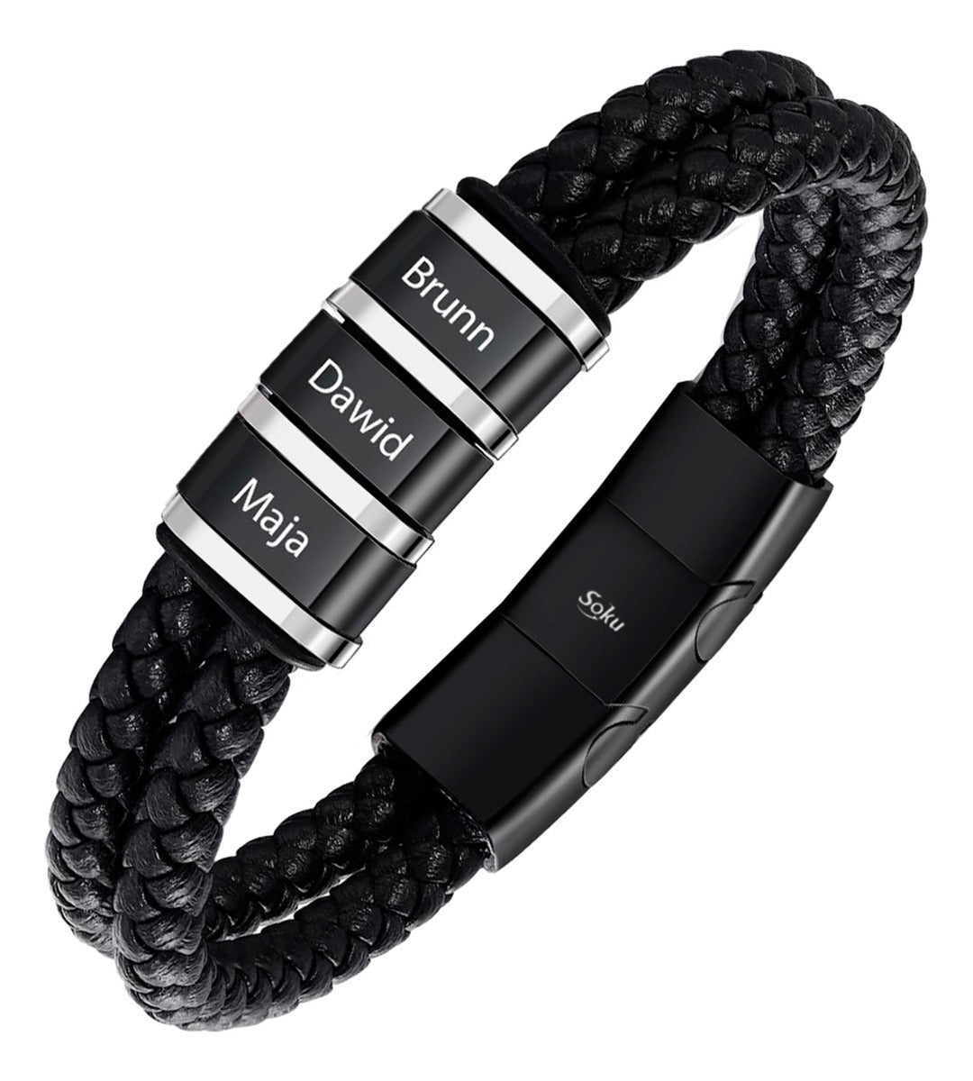 Soku Pulsera Personalizada Piel Acero Inoxidable Titanio