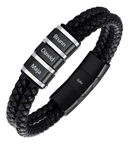 Soku Pulsera Personalizada Piel Acero Inoxidable Titanio
