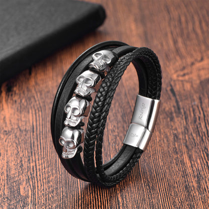 Soku Pulsera Personalizada Calavera Inoxidable Micro Piel