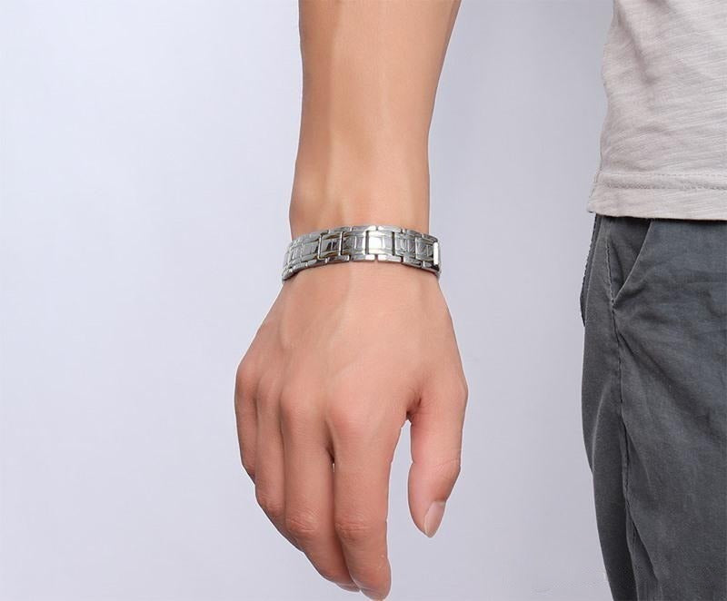 Pulsera Brazalete Acero Inoxidable Terapia Plata Aa0011