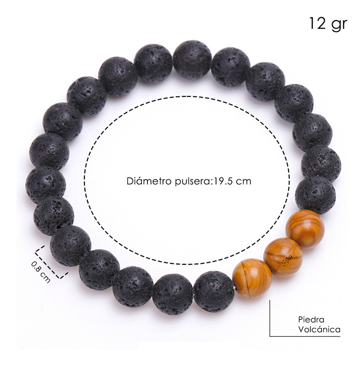 Pulsera Lava Natural Triple Equilibrio Balance Energía Moda