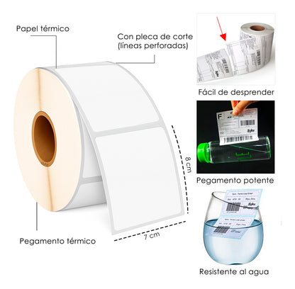 Rollo 500 Etiquetas Térmicas Directas  70x80mm Full