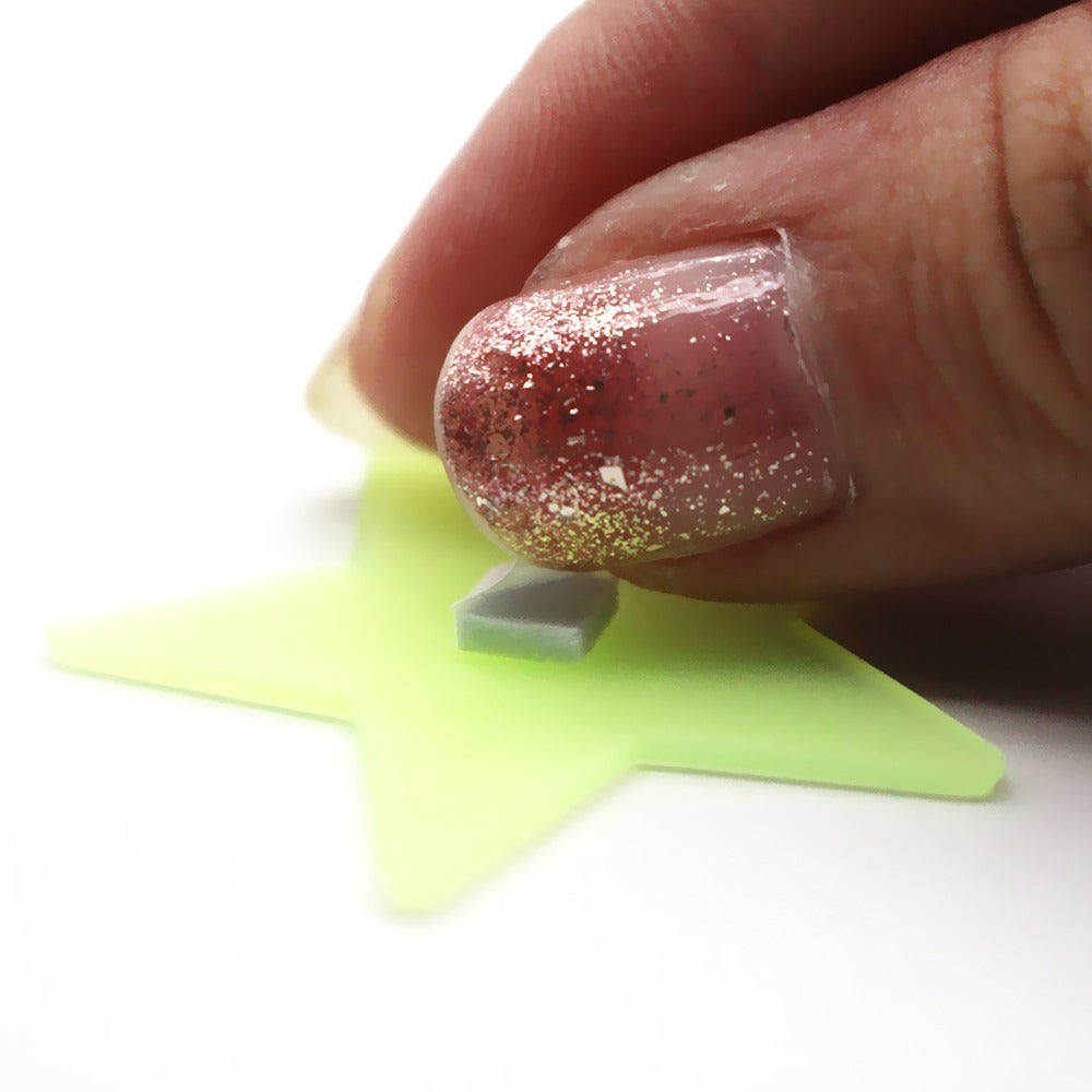 50 Copos De Nieve Stickers Neon Fosforescente Brilla Noche