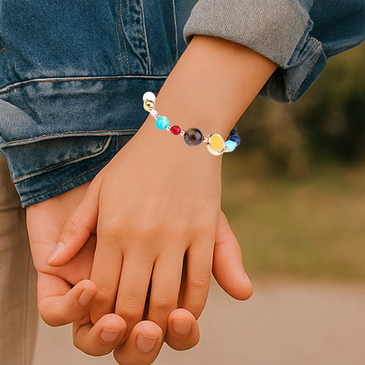 Pulsera De Planetas Sistema Solar Ajustable Cuarzos Universo