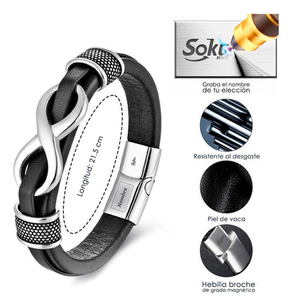 Soku Pulsera Personalizada Inoxidable Infinito G Micro Piel