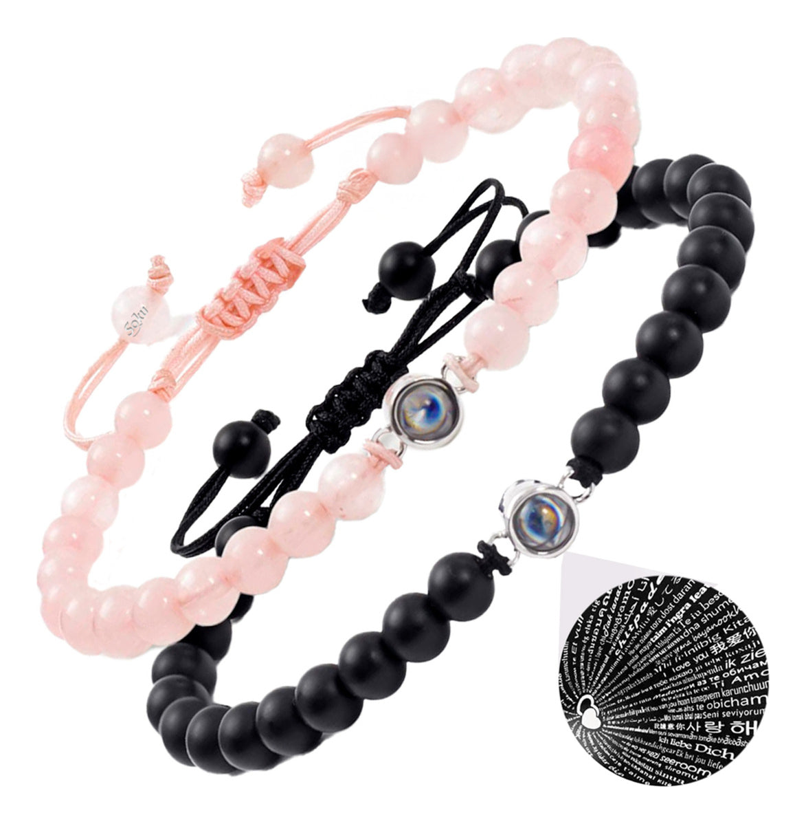 2 Pulseras Parejas Regalo Novios Amor Eterno Piedra Cristal