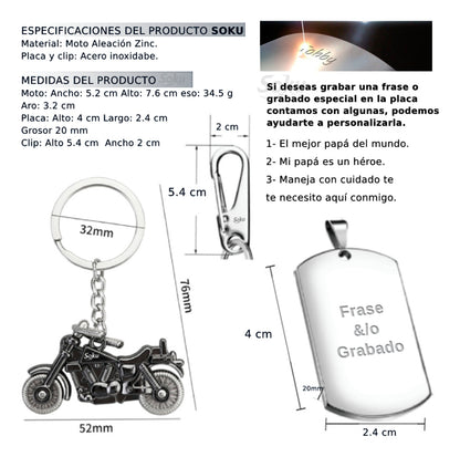 Soku Llavero Personalizado Llaves Acero Inoxidable Moto