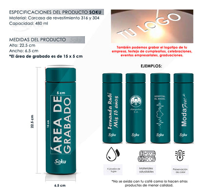 Soku Termo Personalizada Inteligente Touch Acero Inoxidable