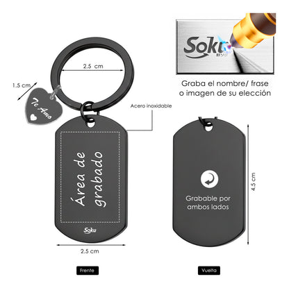 2 Llavero Pareja Personalizado Fecha Aniversario Inoxidable