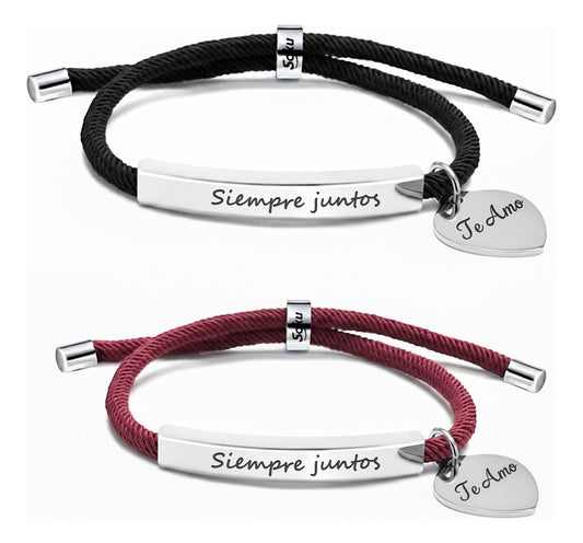2 Brazaletes Corazón Pulsera Personalizada Parejas