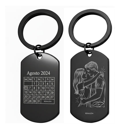 2x Llaveros Personalizado Parejas Aniversario Inoxidable