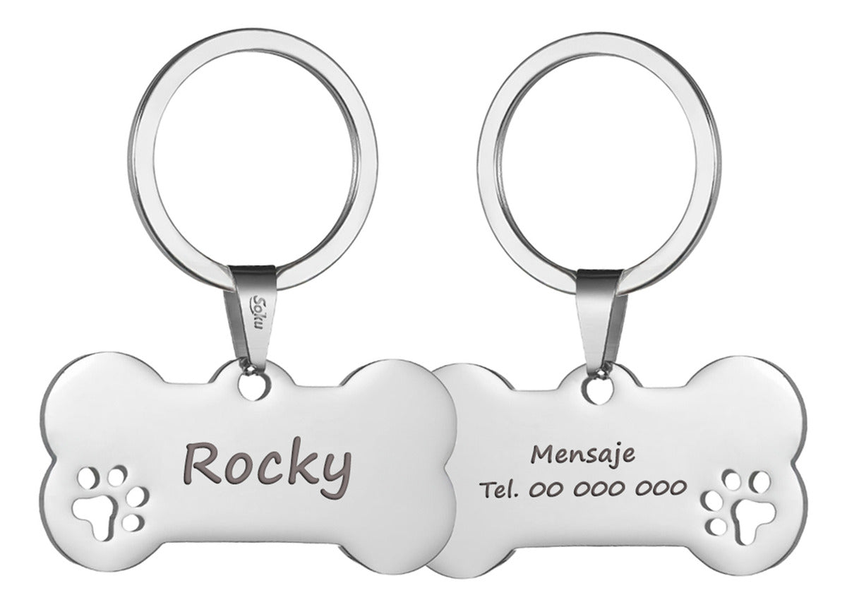 Soku Placa Personalizada Perro Huella Gato Tag Inoxidable