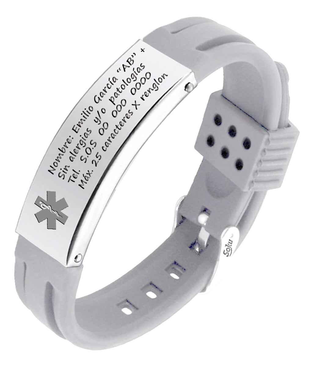 Soku Pulsera Médica Personalizada Emergencias Acero Premium+