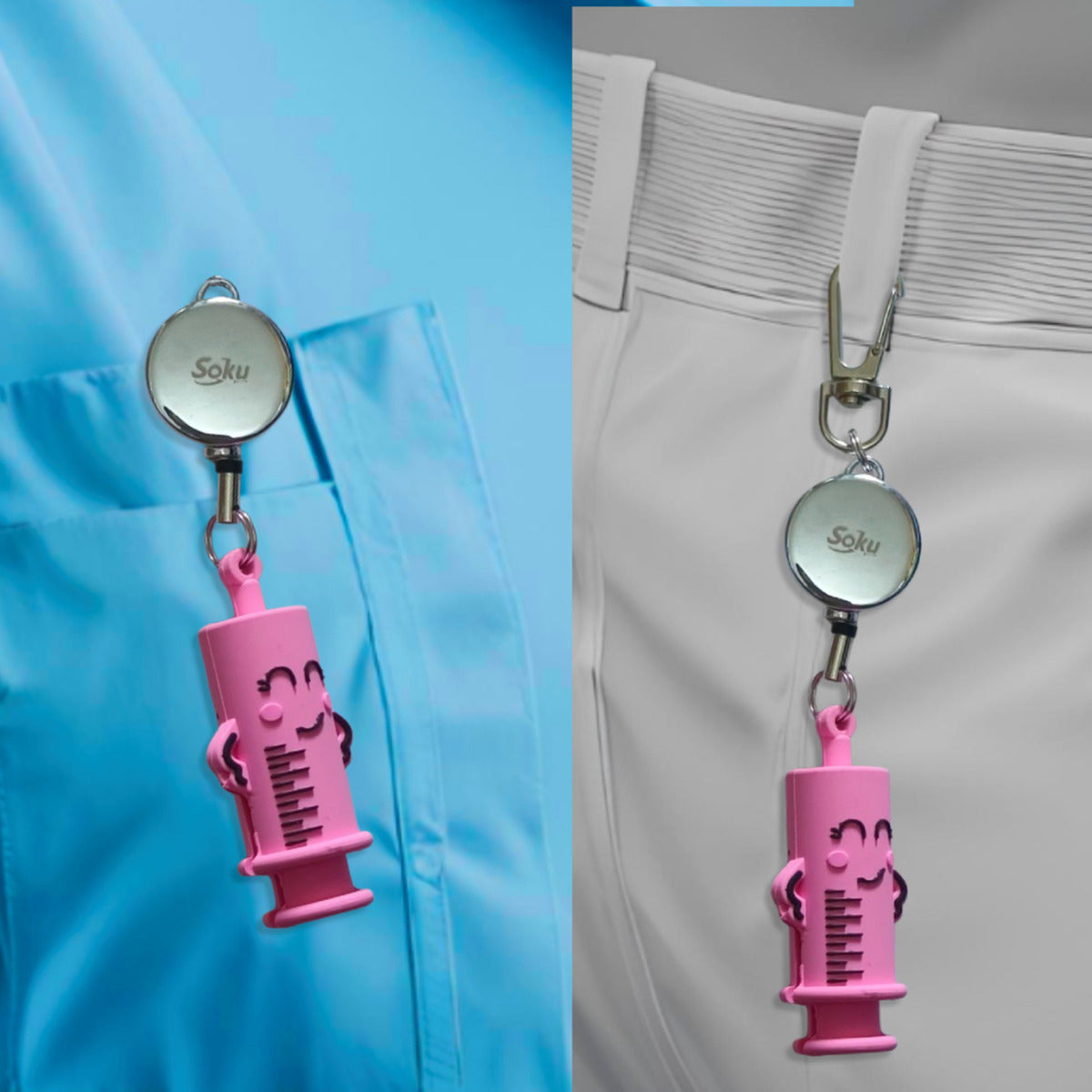 Soku Llavero Yoyo Rompe Ampolletas Jeringa Enfermera Color Fucsia