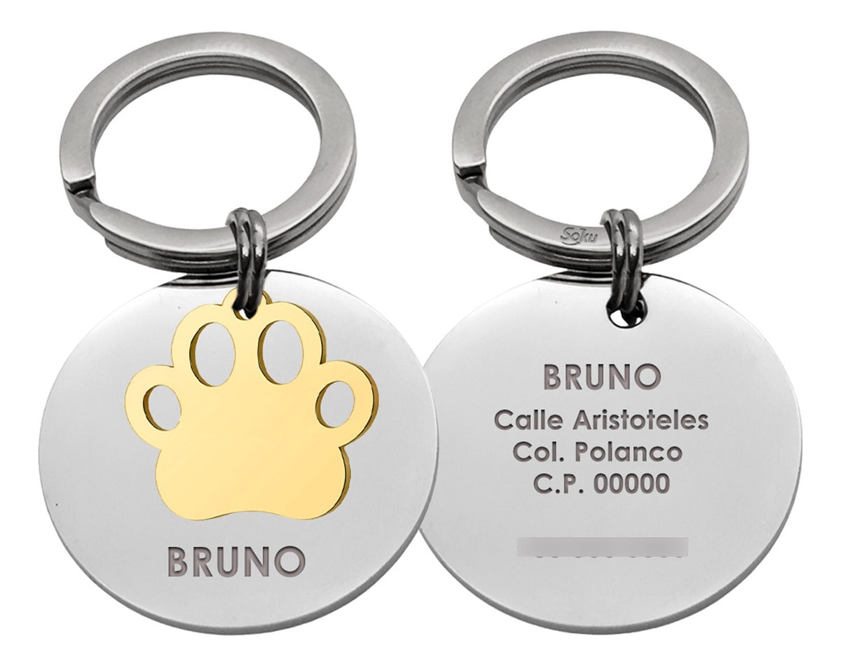 Soku Placa Personalizada Perro Gato Inoxidable Premium +