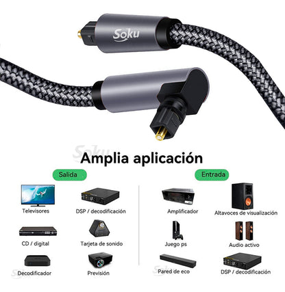 Soku Cable Audio Fibra Óptica Estéreo Digital 5.1 Codo Pro