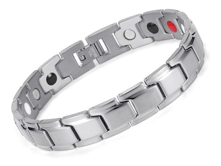 Pulsera Brazalete Acero Inoxidable Terapia Plata Aa0011