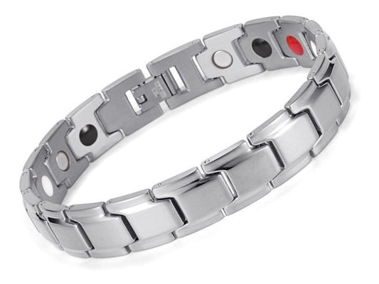 Pulsera Brazalete Acero Inoxidable Terapia Plata Aa0011