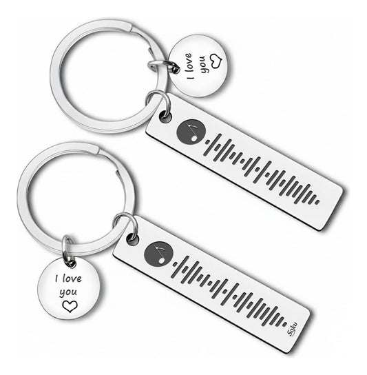 2x Llaveros Pareja Personalizado Spoti Inoxidable Dura Vida