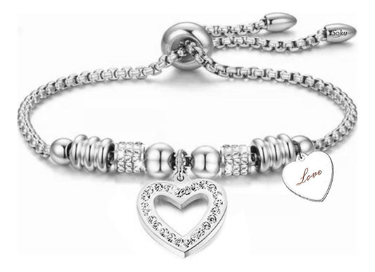 Soku Pulsera Personalizada Inoxidable Zirconias Corazon