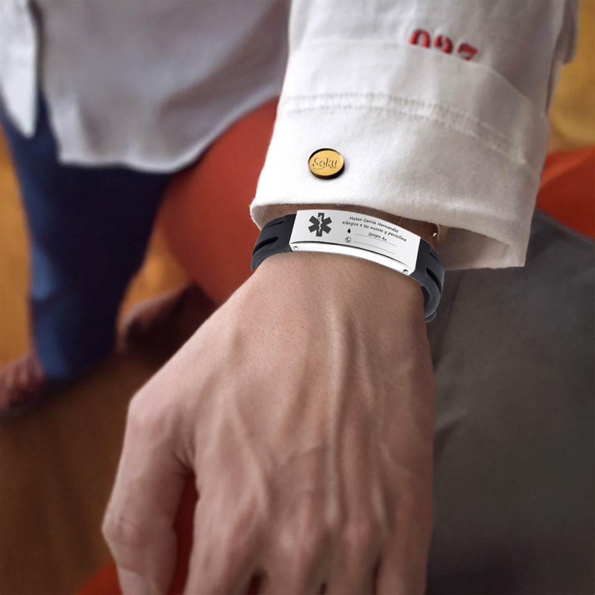 Soku Pulsera Médica Personalizada Emergencias Acero Premium+