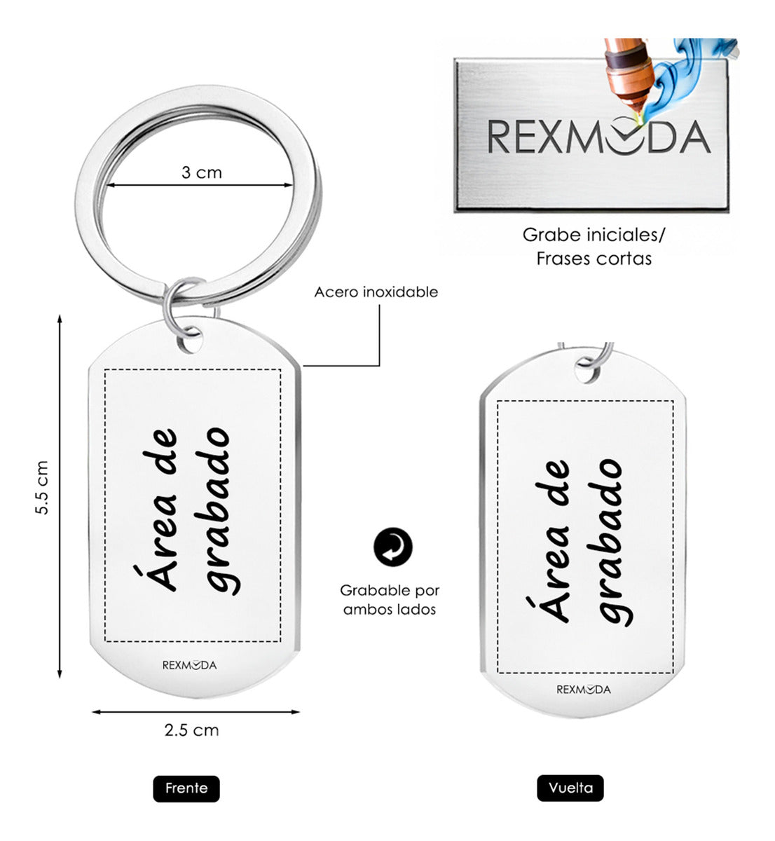 2x Llaveros Personalizado Parejas Aniversario Inoxidable