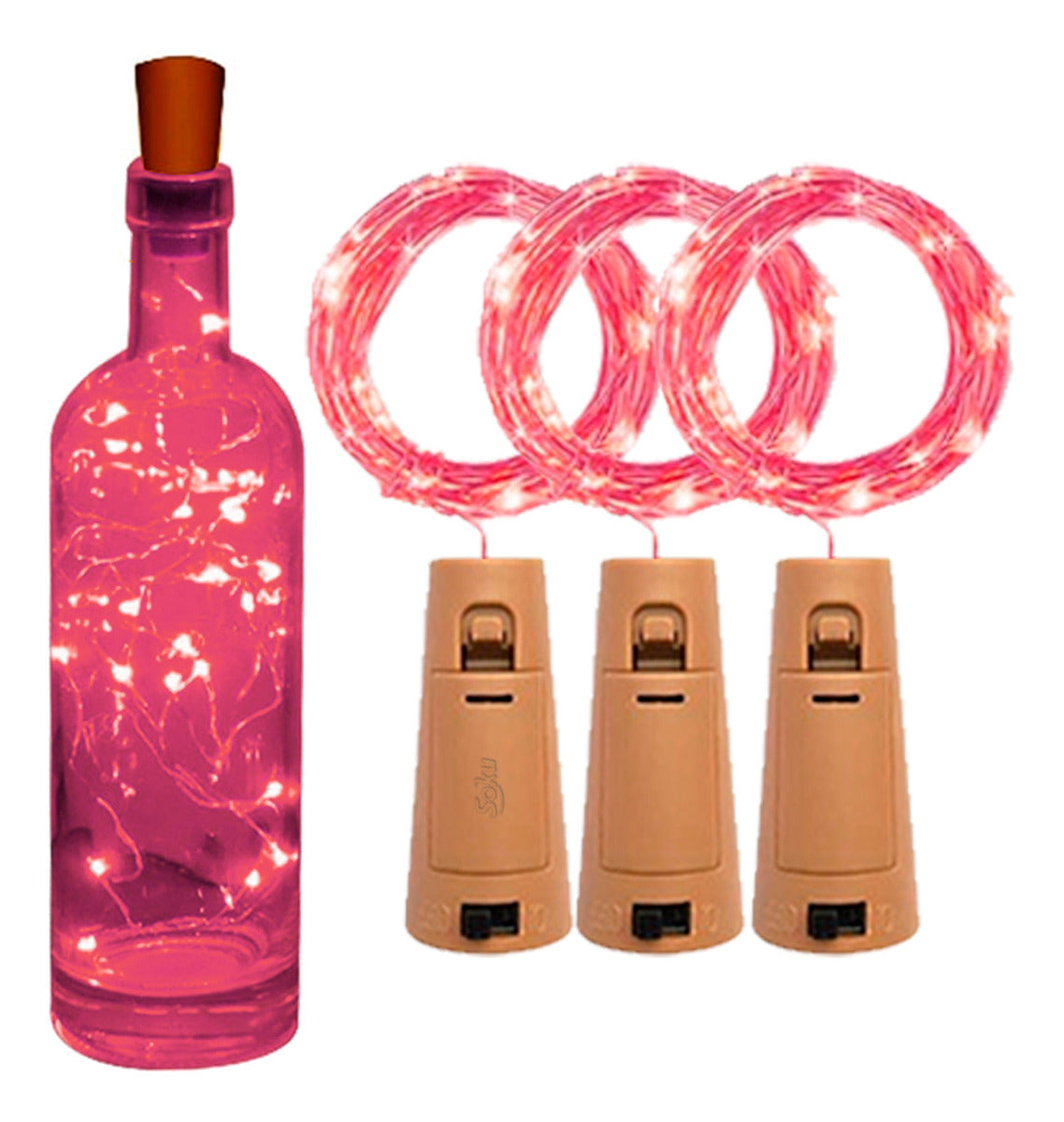 3x Soku Serie Luces Decoración 20 Leds P/botella Vino Corcho