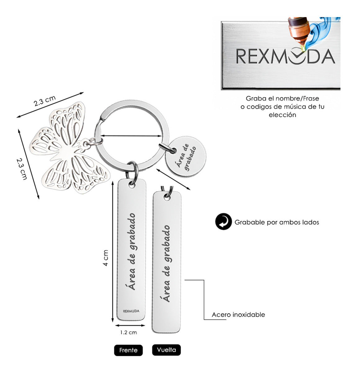 Llavero Personalizado Spoti Cancion Mariposa Inoxidable