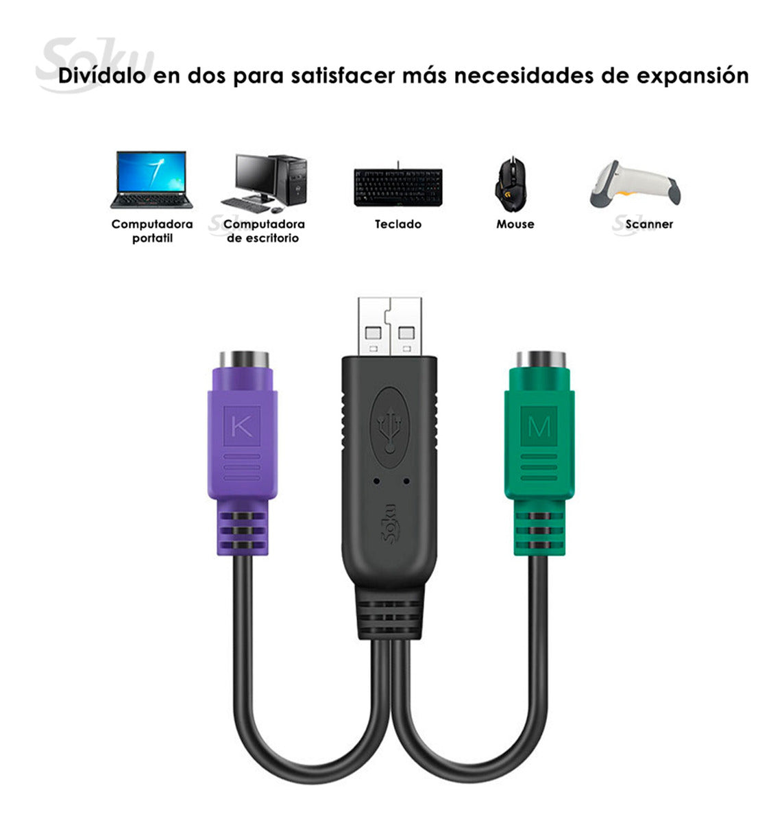 Adaptador Convertidor Usb A Dual Ps/2 Hembra Mouse Teclado