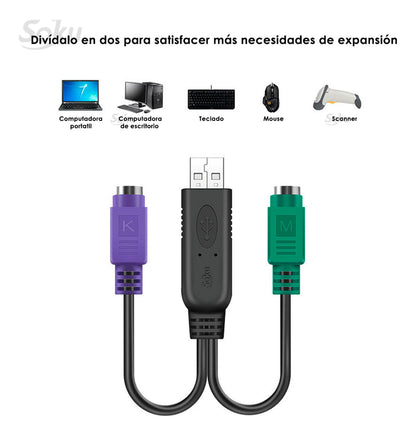 Adaptador Convertidor Usb A Dual Ps/2 Hembra Mouse Teclado