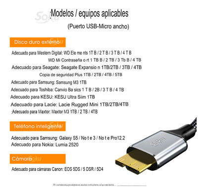 Soku Cable Usb 3.0 Lectura Ultra Rapida Disco Duro Externo