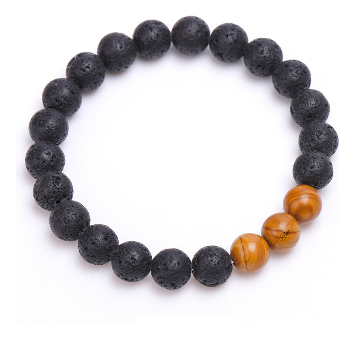 Pulsera Lava Natural Triple Equilibrio Balance Energía Moda
