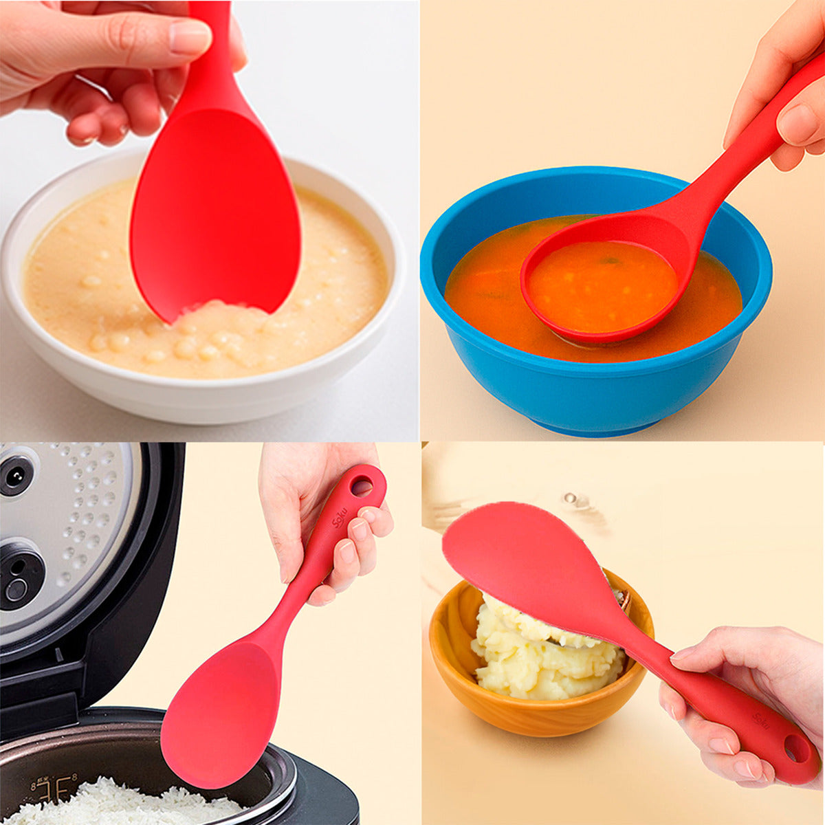 Soku Cuchara Plana Servir Arroz Salsa Silicón Cocina Facil