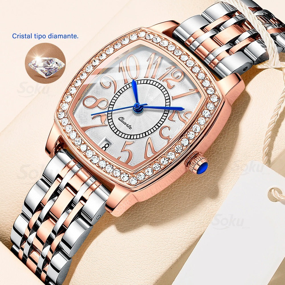 Reloj Inoxidable Brillantes Numeros Grandes Fechador Cx