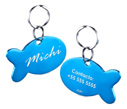 Placa Mascotas  Personalizada  Pez Tag Acero Inoxidable Gato