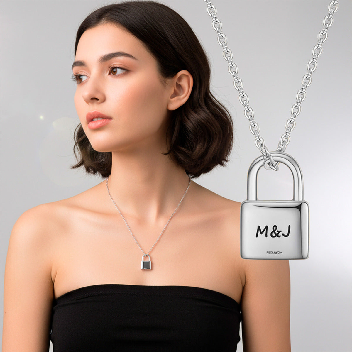 Collar Con Dije Personalizado Candado Inoxidable Rexmoda