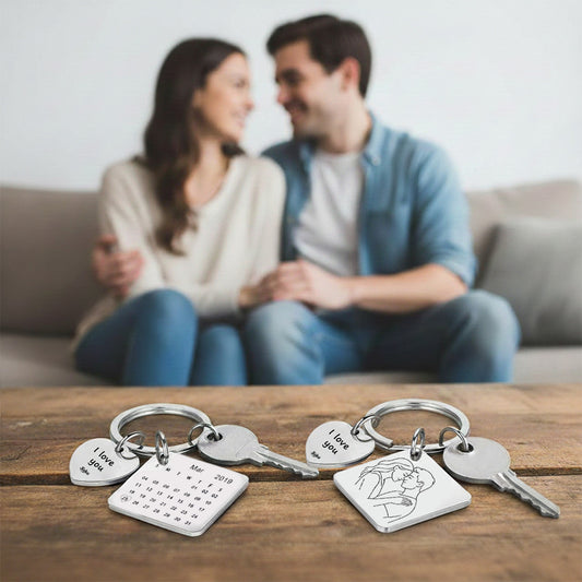 2x Llavero Personalizado Pareja Calendario Fecha Aniversario