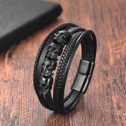 Soku Pulsera Personalizada Calavera Inoxidable Micro Piel