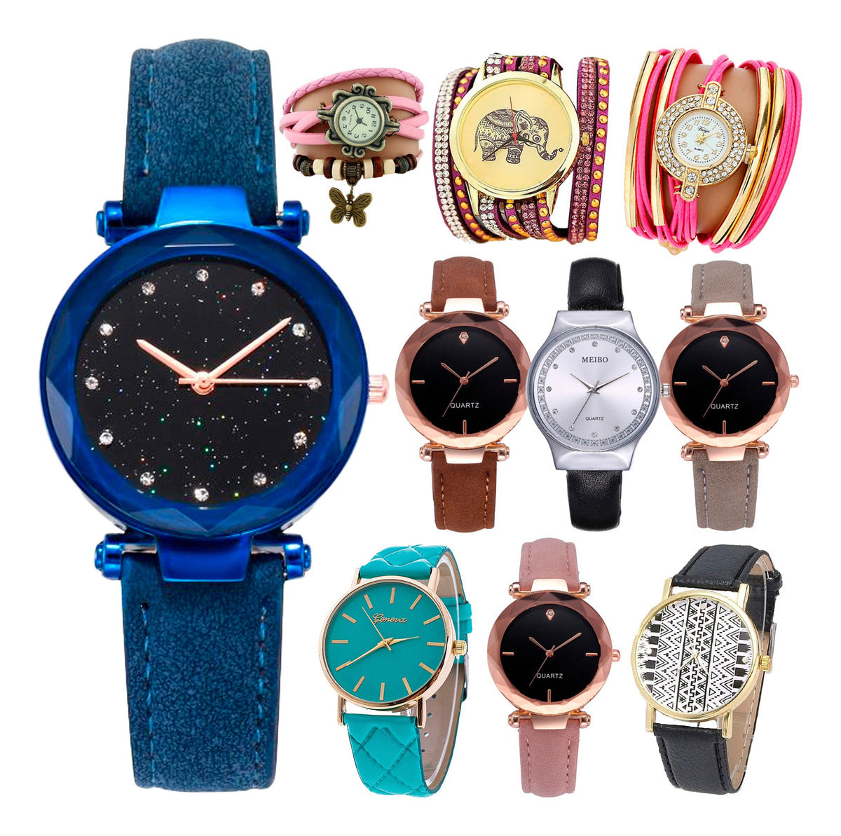 10 Reloj Geneva Mayoreo Mujer Piel Vinil Moda Dama Calidad