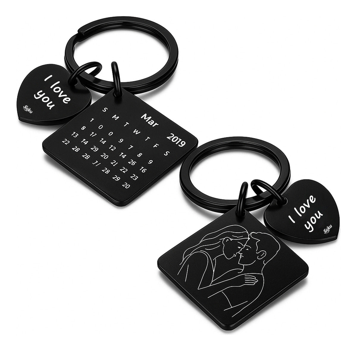 2x Llavero Personalizado Pareja Calendario Fecha Aniversario